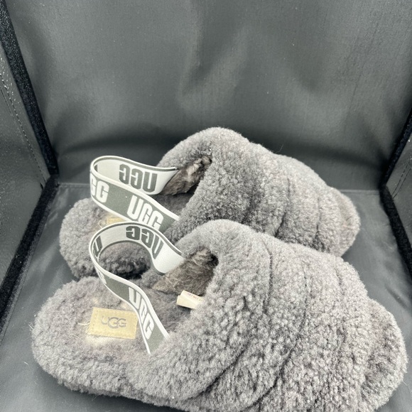 UGG Charcoal Fluffy Slides - Picture 4 of 11